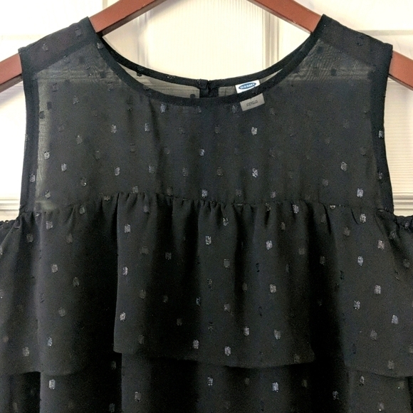 Old Navy Cold Shoulder Flowy Babydoll Top Black Small - Picture 2 of 12